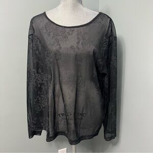 PENNINGTONS Plus size Black Sheer Floral print Top size 2X